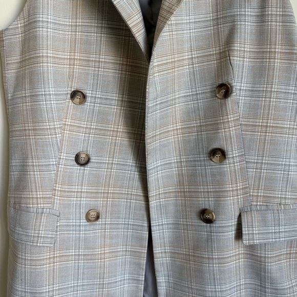 Rachel Zoe Preppy Plaid Sleeveless Blazer Long Line Vest Small - Picture 4 of 13